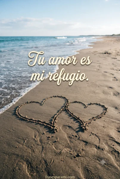 Corazones dibujados en la arena para frases de amor para mi pareja
