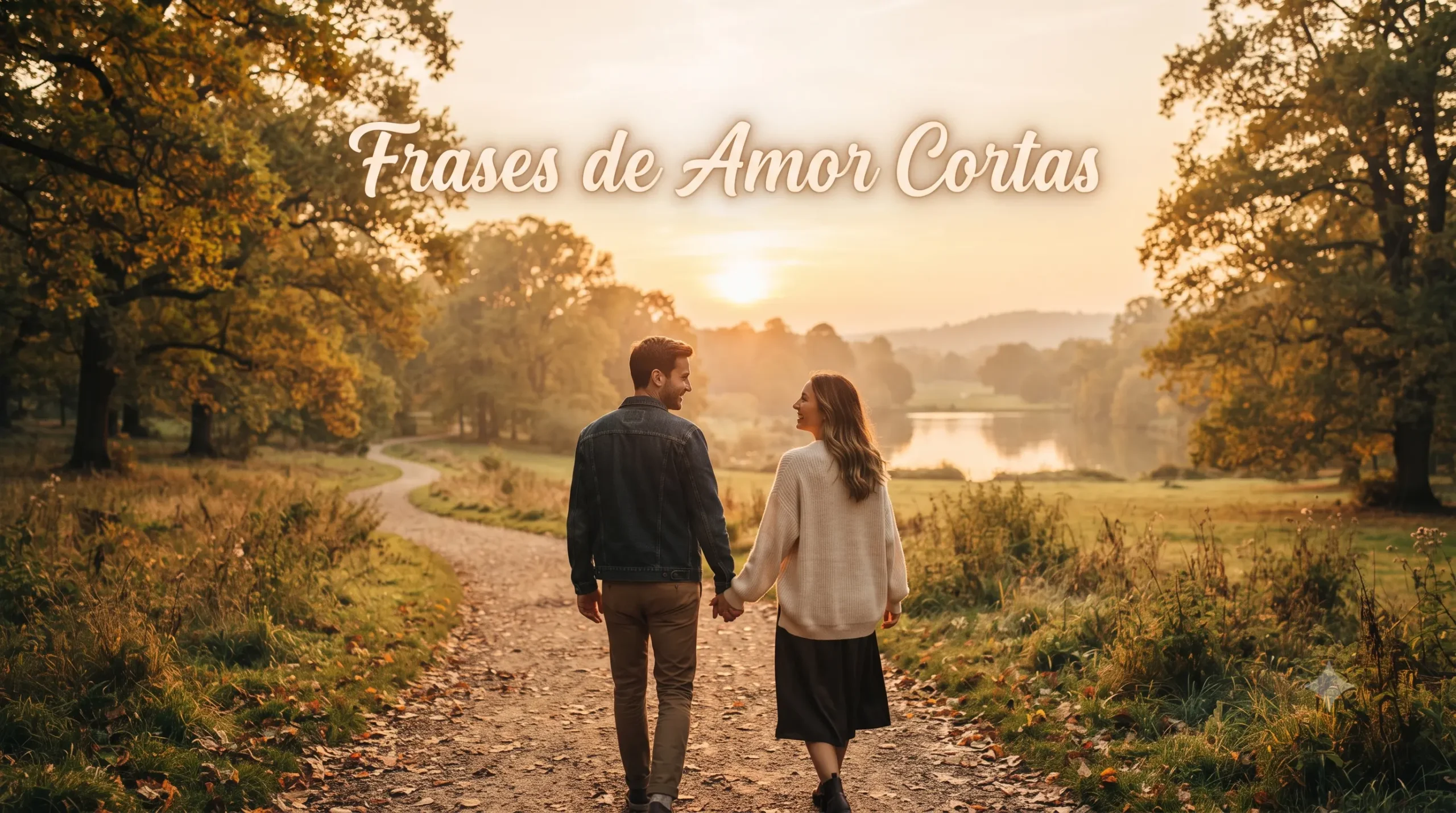 Pareja caminando al atardecer simbolizando frases de amor cortas para dedicar