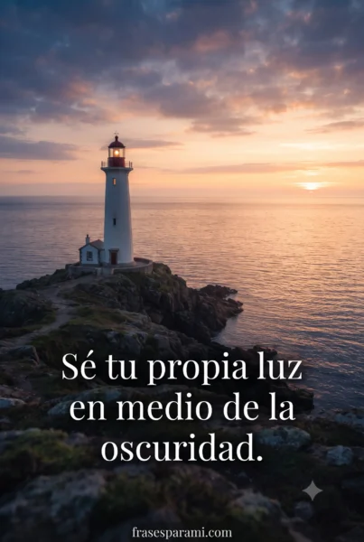 Imagen de faro con mensaje sobre ser tu propia luz interior