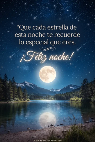 Tarjeta postal nocturna con diseño estelar y mensaje original de buenas noches.