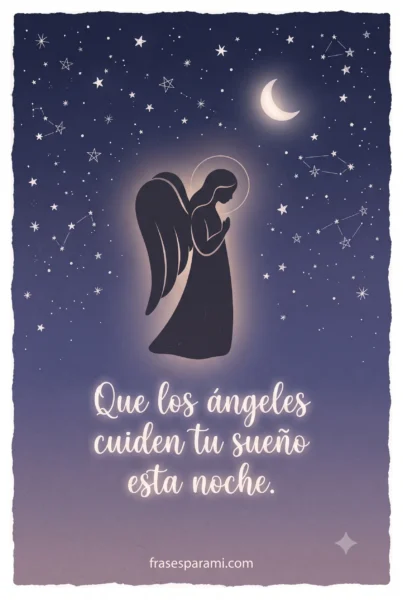 Imagen ilustrada de ángel protector para mensaje de buenas noches