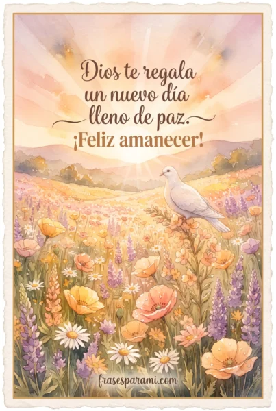 Imagen de amanecer ilustrado para desear un feliz día bendecido