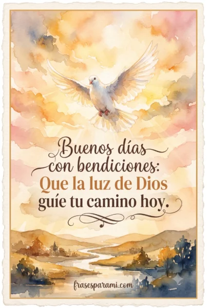 Postal ilustrada de buenos días con bendiciones cristianas
