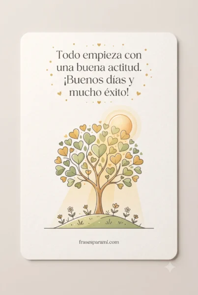 Tarjeta elegante con frase de motivación para empezar el día