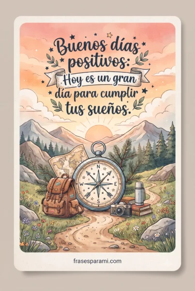 Postal motivadora con mensaje de buenos días positivos y exitosos