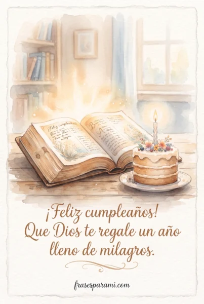 Postal cristiana con mensaje de bendiciones de feliz cumpleaños