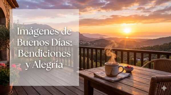 Imagen de amanecer con taza de café para desear buenos días bendiciones.