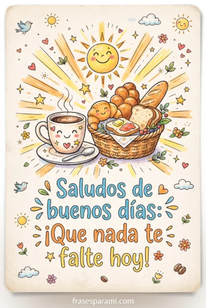 Tarjeta ilustrada de saludos de buenos días para compartir