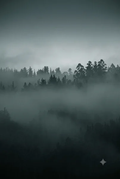 Fondo de pantalla de bosque con neblina estilo minimalista para móvil