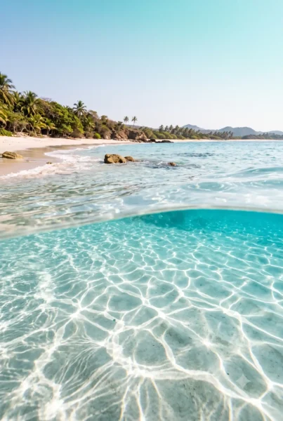 Fondo de pantalla móvil de costa paradisíaca con agua cristalina