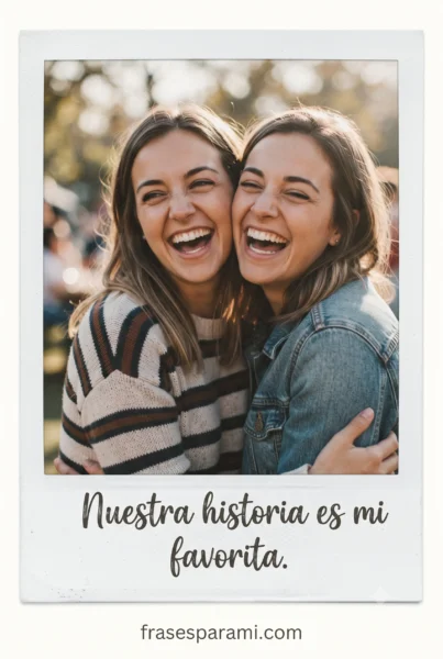 Foto polaroid de mejores amigas riendo juntas