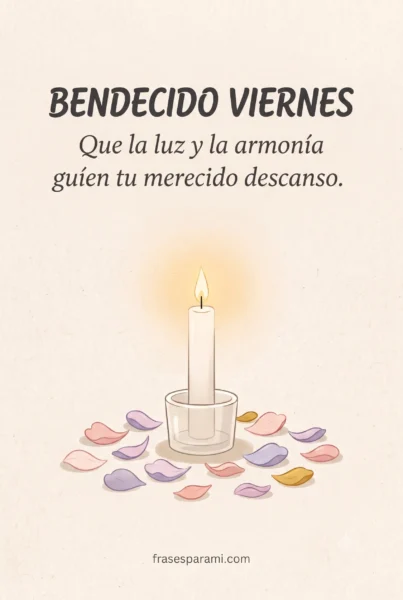Tarjeta con mensaje de armonía y descanso para feliz viernes