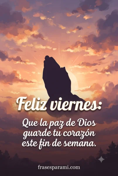 Postal cristiana con mensaje de bendecido viernes y paz