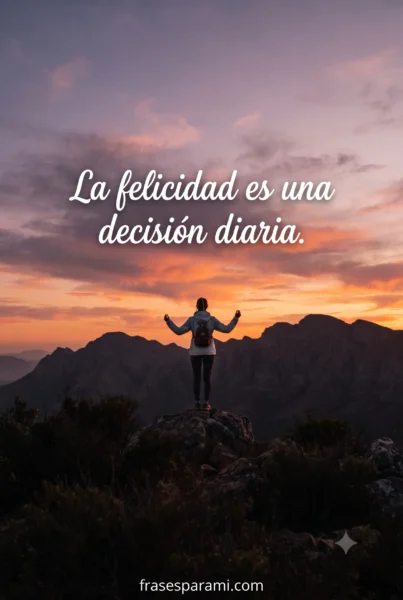 Silueta al atardecer para frases cortas de felicidad