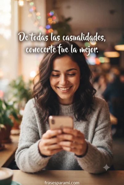 Chica feliz leyendo frases para enamorar a una mujer