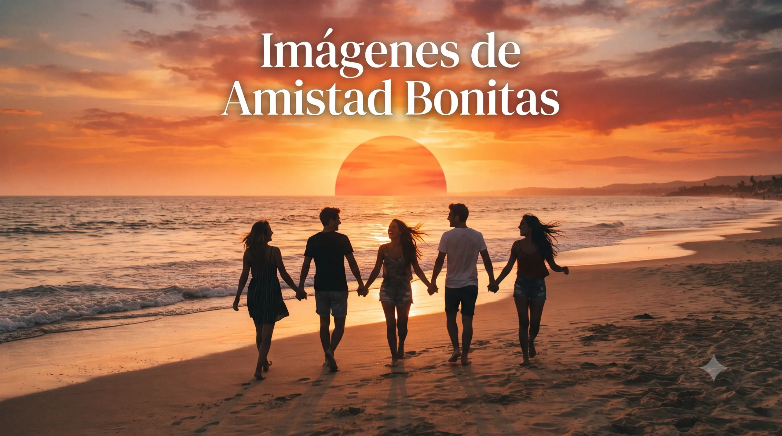 Imagen de amistad bonitas con amigos al atardecer