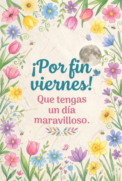 Postal bonita de feliz viernes con flores