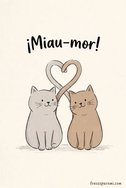 Dibujos bonitos de gatitos formando un corazón con sus colas