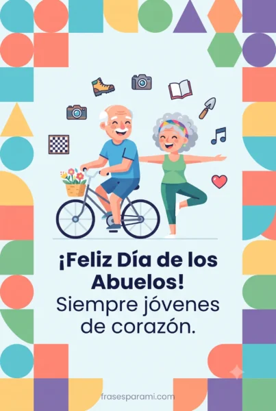 Ilustración moderna con frase: Feliz Día de los Abuelos