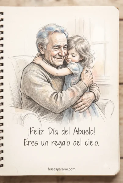 Boceto artístico con frase: Feliz Día del Abuelo