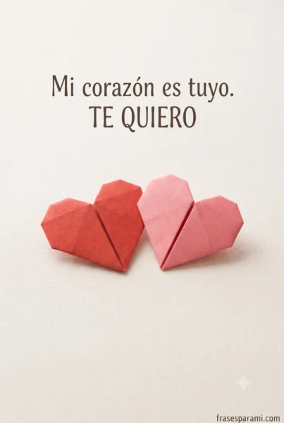 Corazones de origami como detalle de te quiero mucho