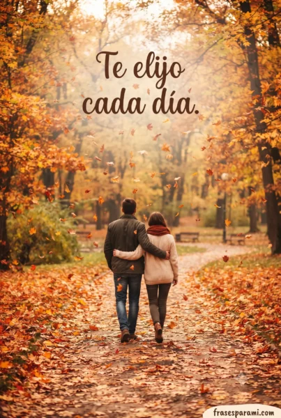 Pareja en otoño diciendo te quiero mucho