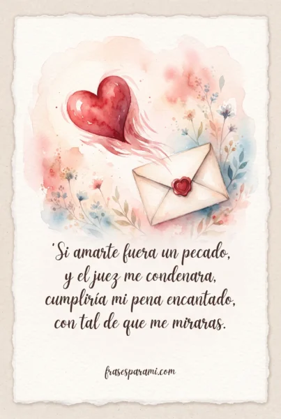 Postal ilustrada con poema de amor corto y rimas para dedicar