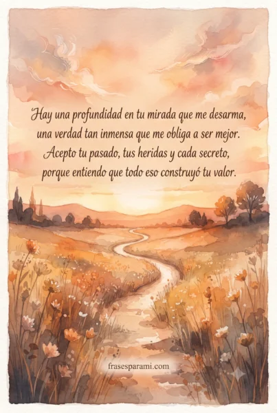 Postal ilustrada con poema profundo de amor para conquistar