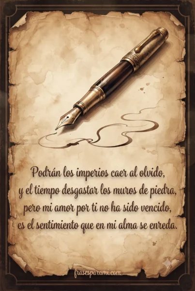 Postal con poema de amor romántico clásico en pergamino antiguo