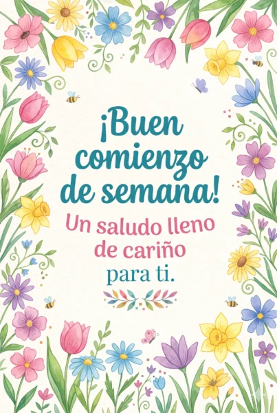 Postal alegre de feliz inicio de semana para enviar por WhatsApp
