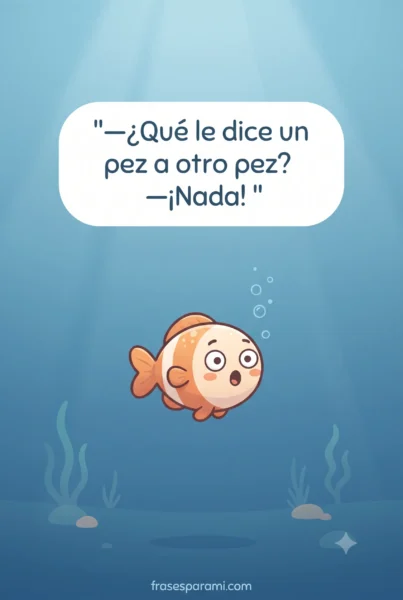 Dibujo infantil de un pez con un chiste corto de animales para niños