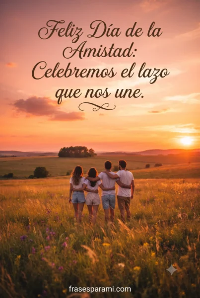 Postal romántica para el día de la amistad con cielo al atardecer