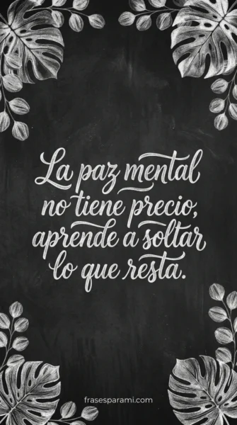Imagen de reflexión para WhatsApp con frase sobre la paz mental en estilo pizarra con tiza