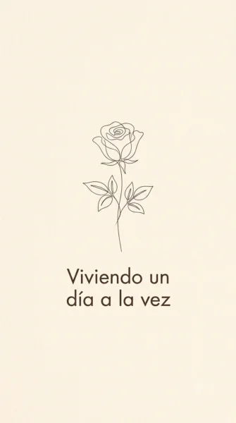 Imagen minimalista de línea de arte con flor y frase motivacional corta para usar en estados de WhatsApp