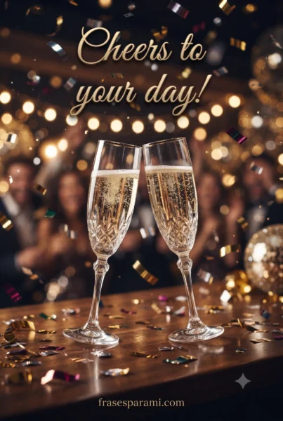 Festive champagne toast image for a birthday celebration