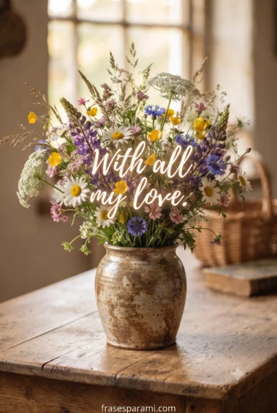 Wildflowers in a rustic vase for a soulful birthday image