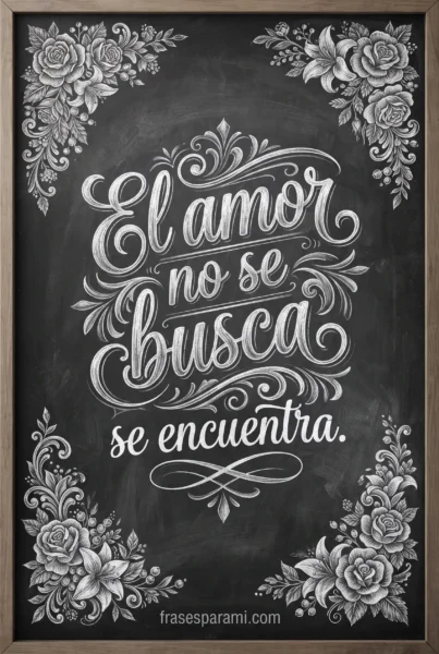 Cartel estilo pizarra con frase linda de amor profundo