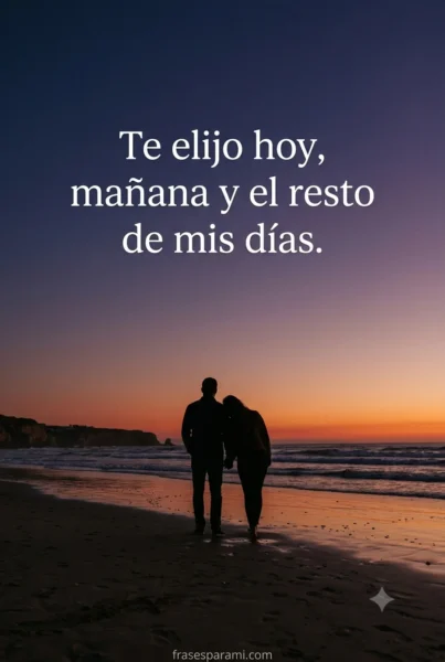 Imagen romántica de una pareja al atardecer con frase de amor eterno para descargar gratis