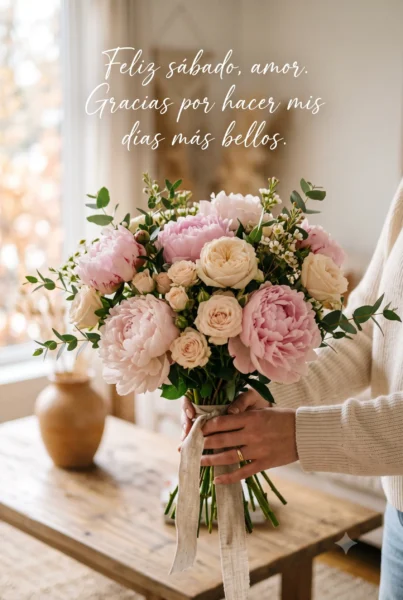 Imagen de flores para enviar un mensaje de feliz sábado a tu pareja
