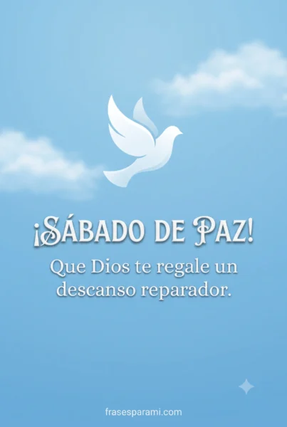 Tarjeta ilustrada de feliz sábado con mensaje de paz espiritual