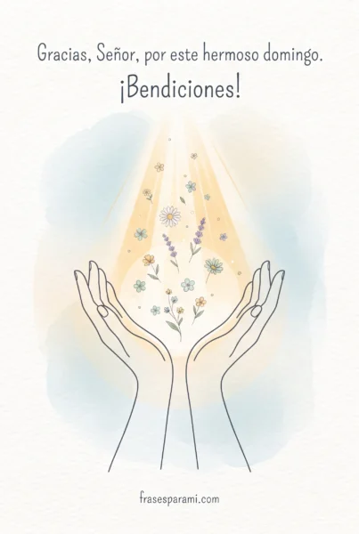 Tarjeta con mensaje de gratitud y bendiciones para feliz domingo
