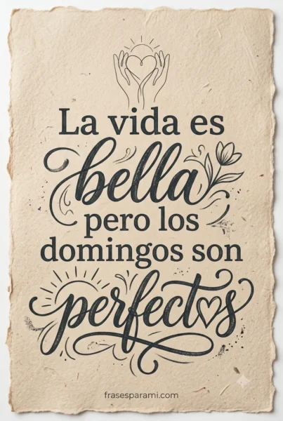 Cartel creativo con mensaje de feliz domingo y buenos días en tipografía estilo lettering