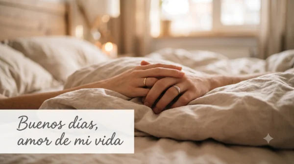 Pareja despertando para desear buenos días amor de mi vida
