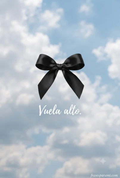 Moño negro con fondo de nubes para expresar duelo