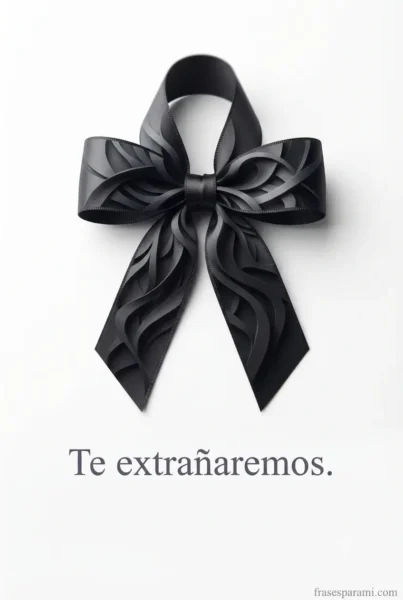 Moño de luto con frase te extrañaremos para WhatsApp