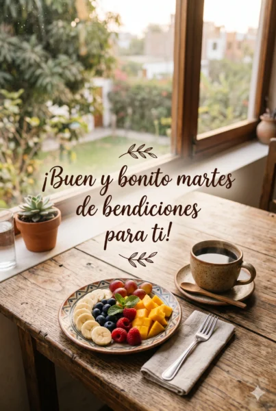 Imagen de desayuno para desear un buen y bonito martes