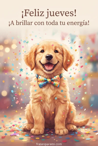 Imagen de un tierno cachorro para compartir un feliz jueves positivo