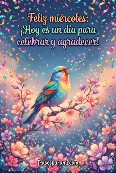 Postal colorida de feliz miércoles para celebrar la vida