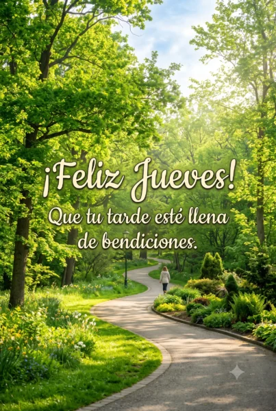 Imagen de parque luminoso para desear una feliz tarde de jueves