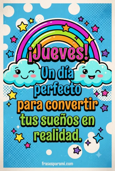 Postal colorida con frase de motivación para este jueves brillante